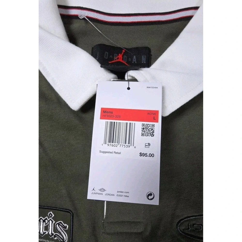 Jordan Essentials Men's Long-Sleeve Rugby Top  Cargo Khaki LARGE HF9323-325 NWT